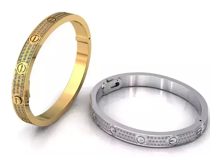 Love C Bracelet Pave 17 cm Size 3D print model