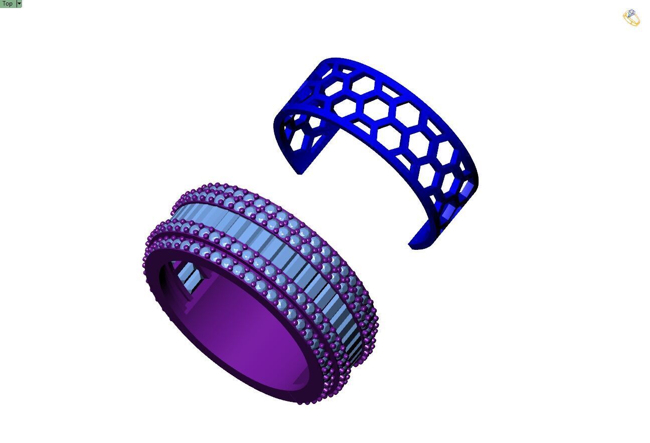 Custom Bling Baguette Diamond Ring  - Eternity Ring 3D print model_11