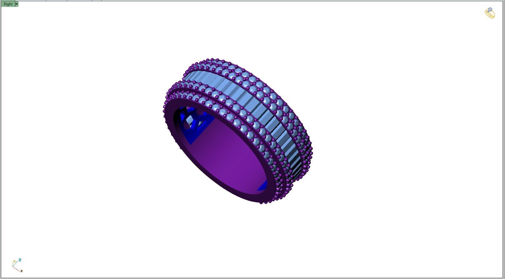 Custom Bling Baguette Diamond Ring  - Eternity Ring 3D print model_8