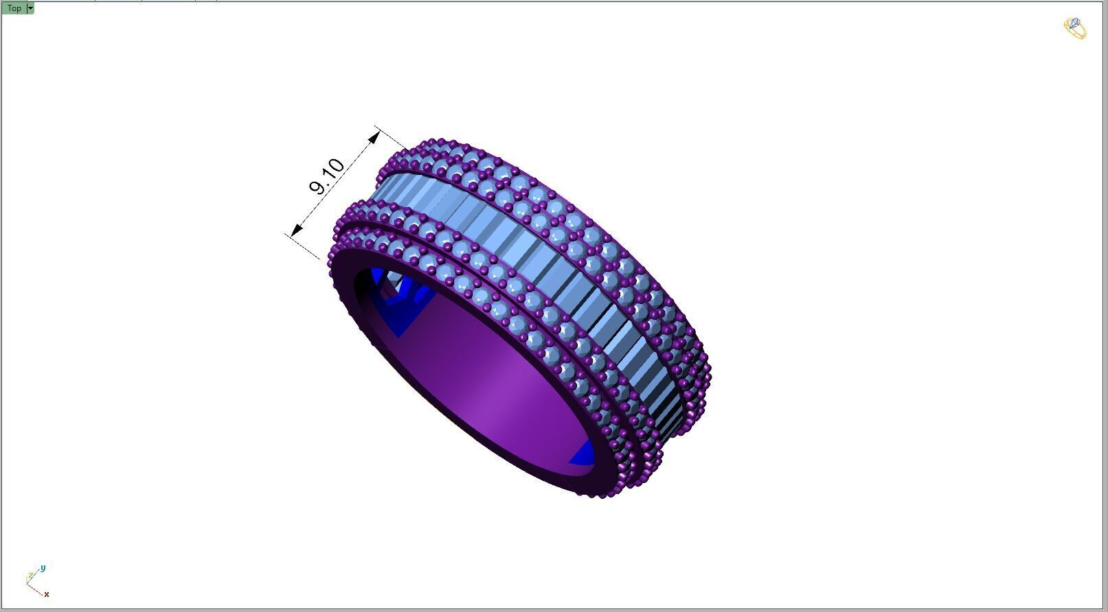 Custom Bling Baguette Diamond Ring  - Eternity Ring 3D print model_4