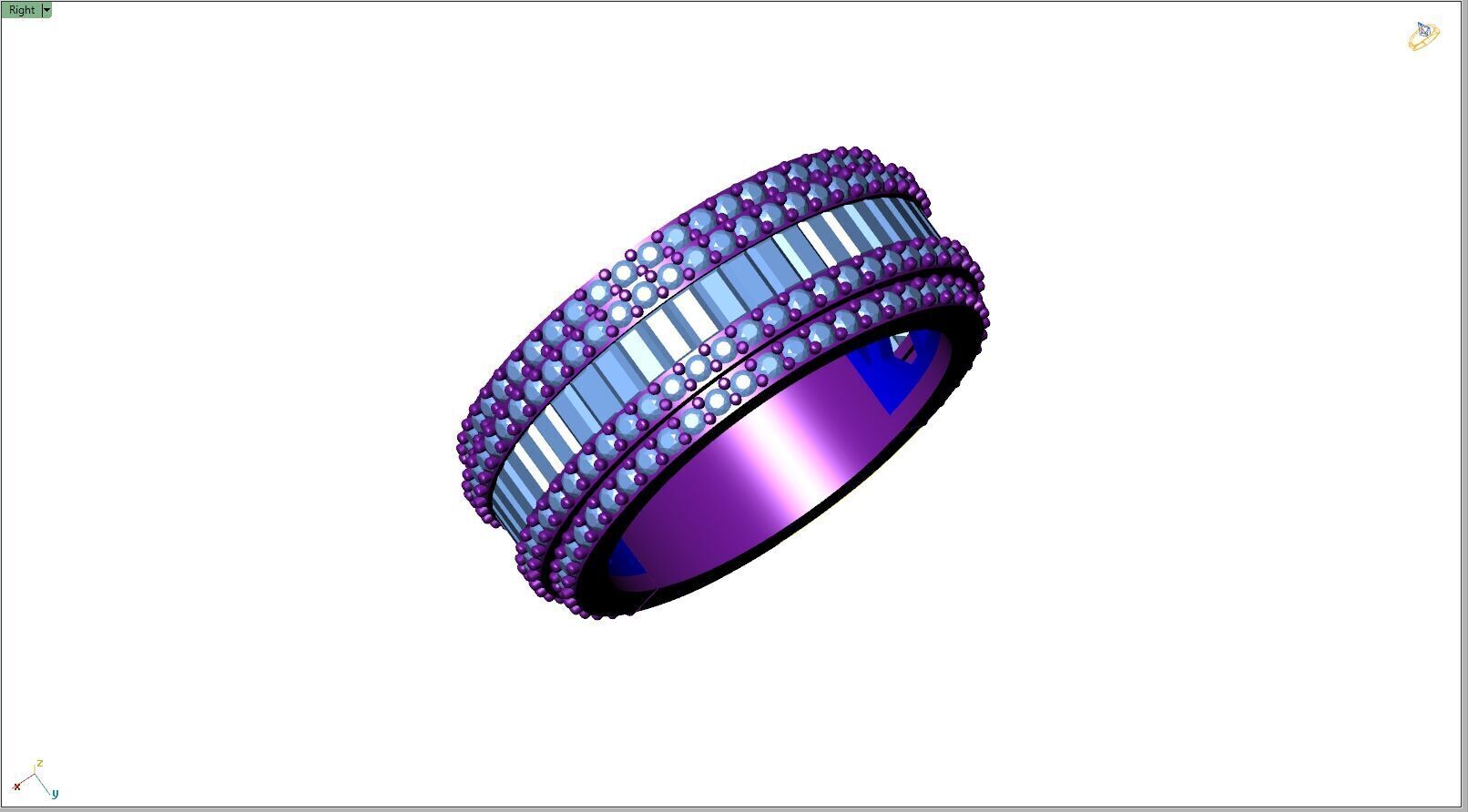 Custom Bling Baguette Diamond Ring  - Eternity Ring 3D print model_10