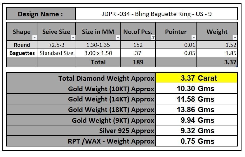 Custom Bling Baguette Diamond Ring  - Eternity Ring 3D print model_17