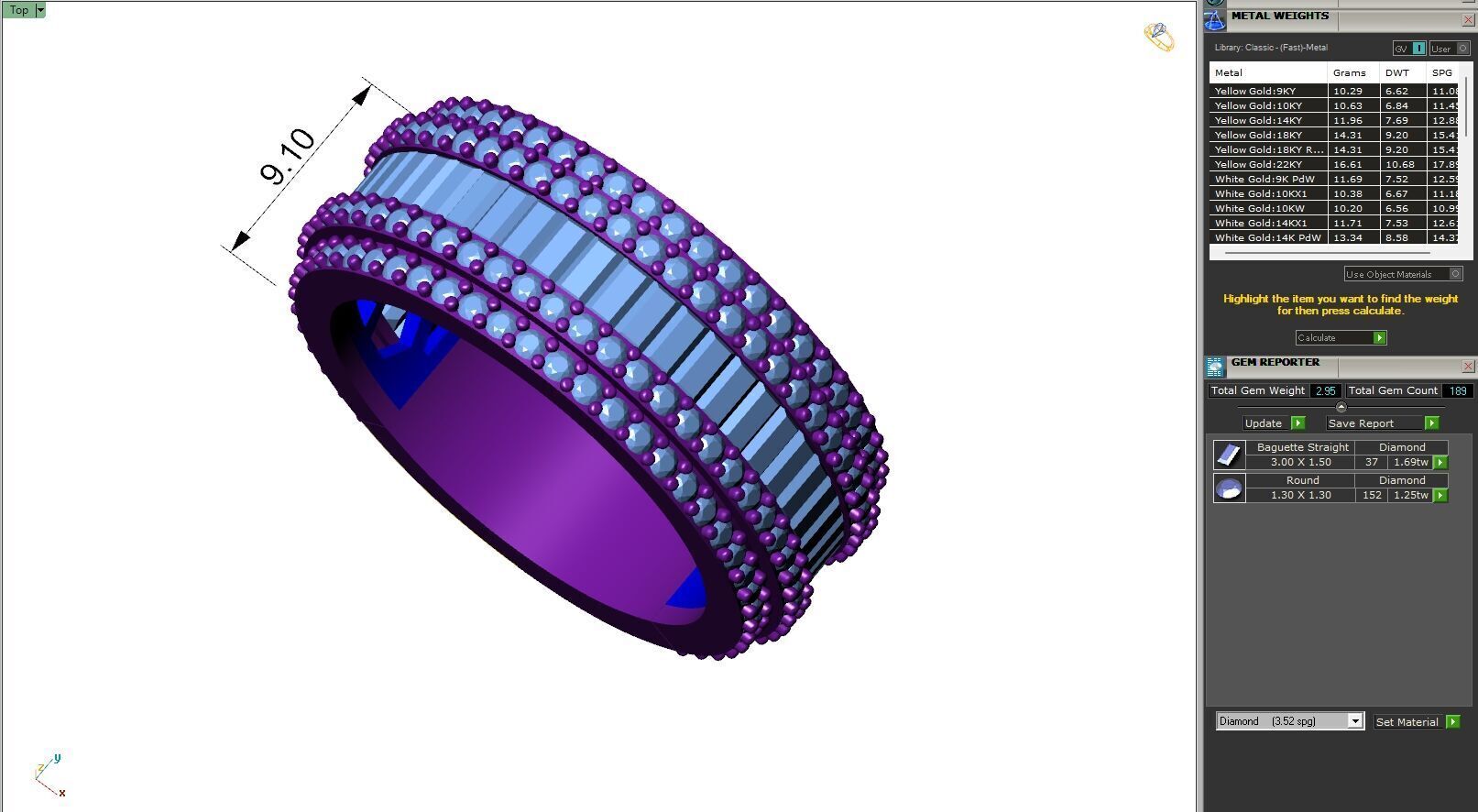 Custom Bling Baguette Diamond Ring  - Eternity Ring 3D print model_6
