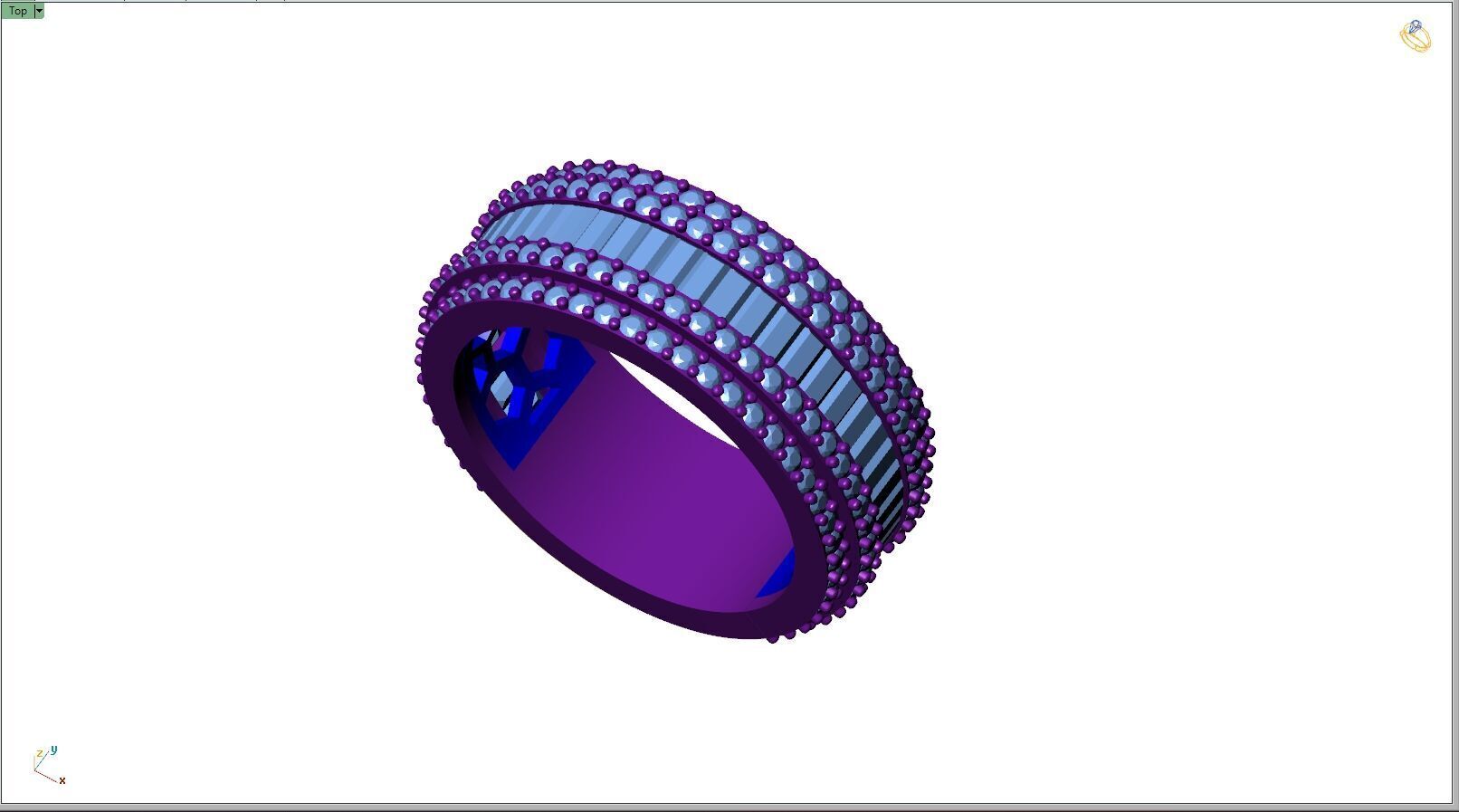 Custom Bling Baguette Diamond Ring  - Eternity Ring 3D print model_9
