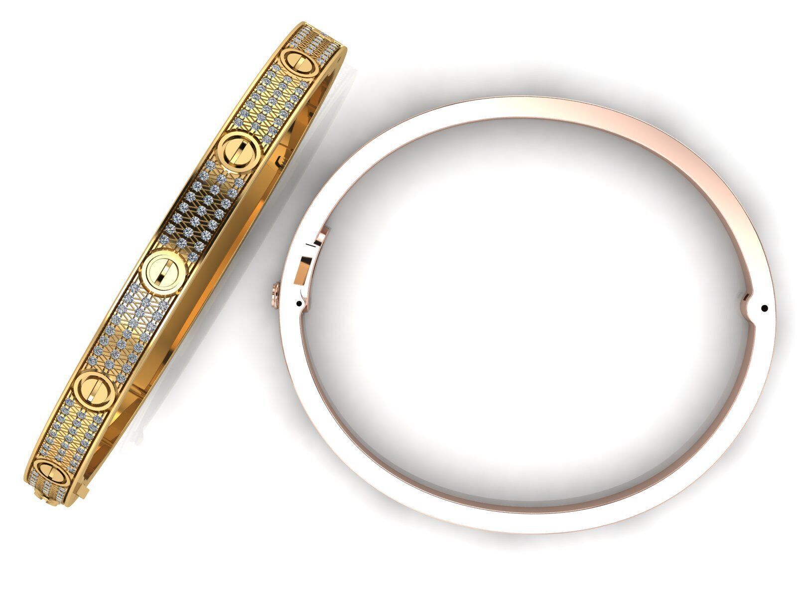 Love C Bracelet Pave 19cm 3D print model_5