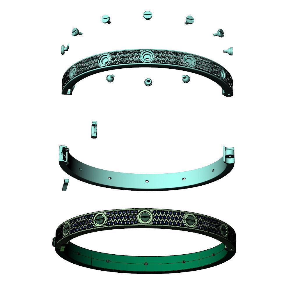 Love C Bracelet Pave 19cm 3D print model_9