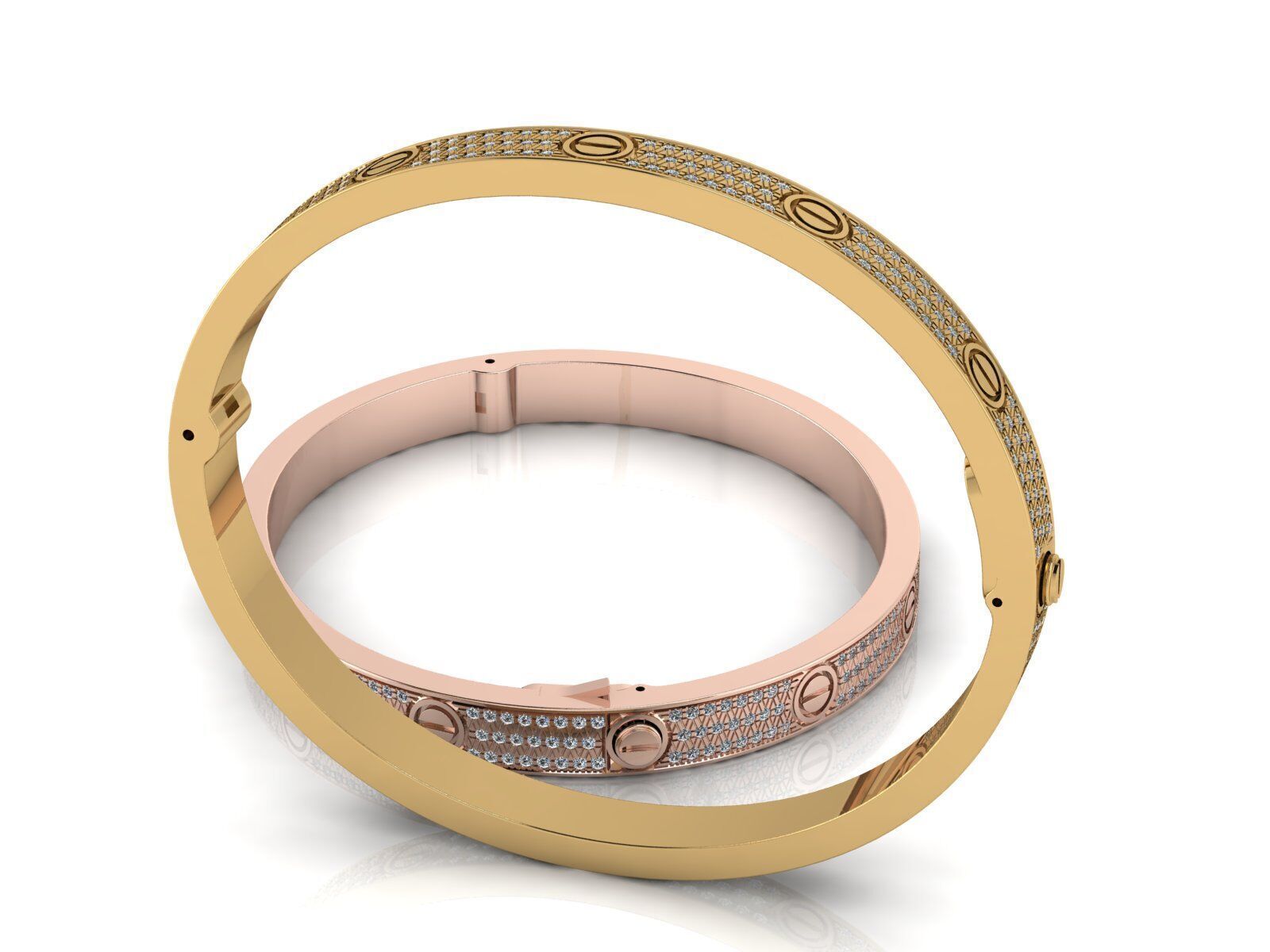 Love C Bracelet Pave 19cm 3D print model_4