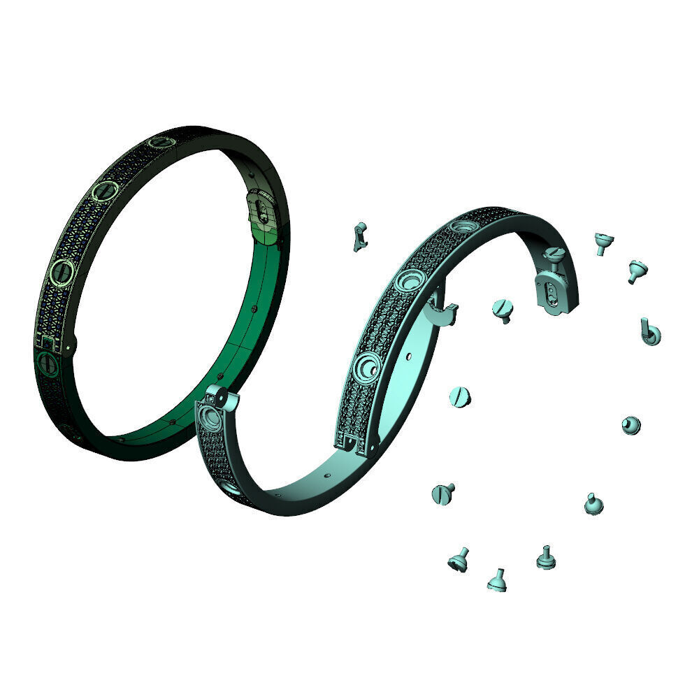 Love C Bracelet Pave 19cm 3D print model_12