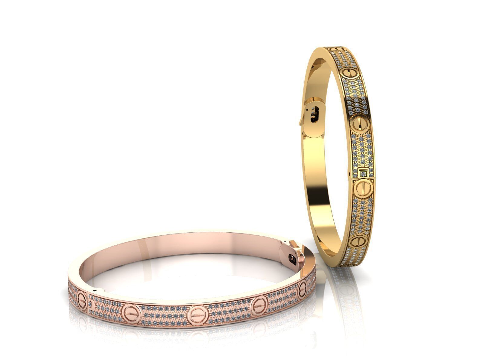 Love C Bracelet Pave 19cm 3D print model_3