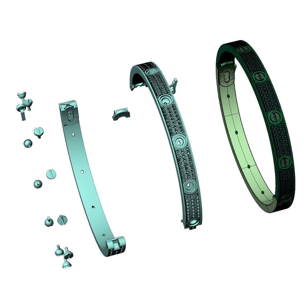 Love C Bracelet Pave 19cm 3D print model_16