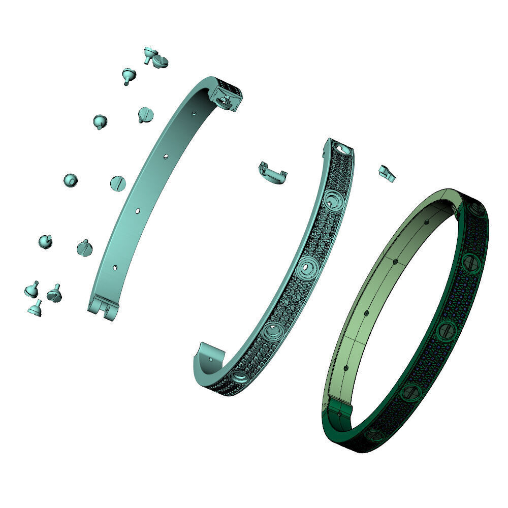 Love C Bracelet Pave 19cm 3D print model_15