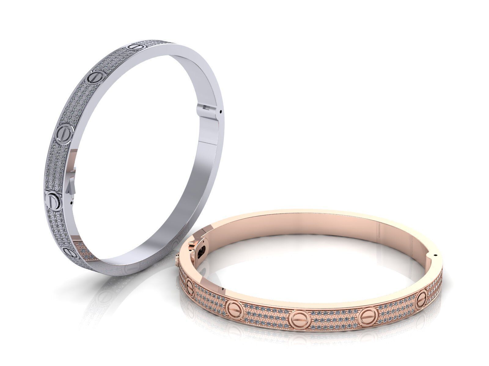 Love C Bracelet Pave 19cm 3D print model_1