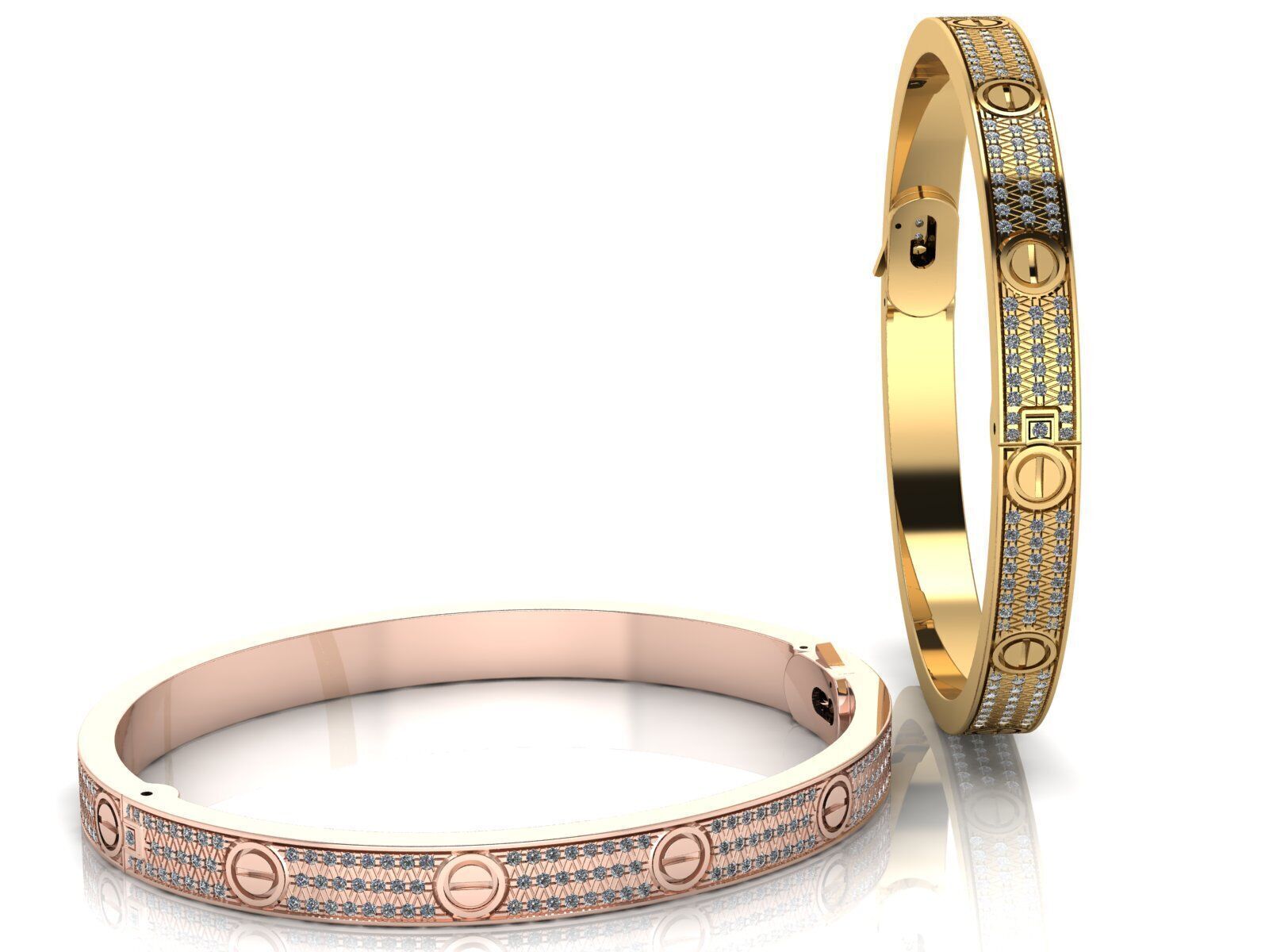 Love C Bracelet Pave 19cm 3D print model_6