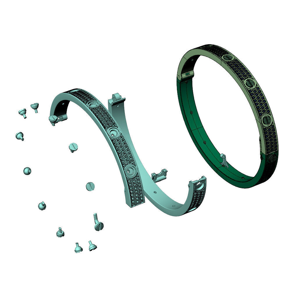 Love C Bracelet Pave 19cm 3D print model_14