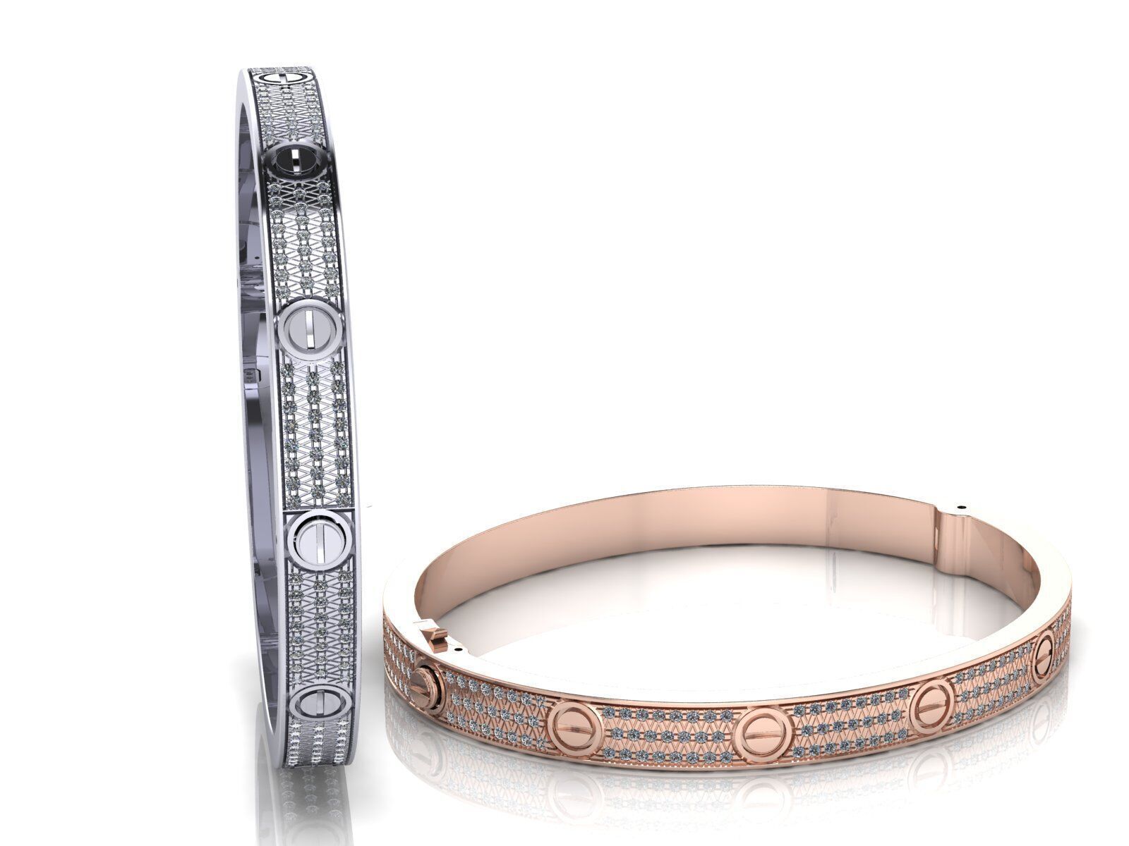 Love C Bracelet Pave 19cm 3D print model_2