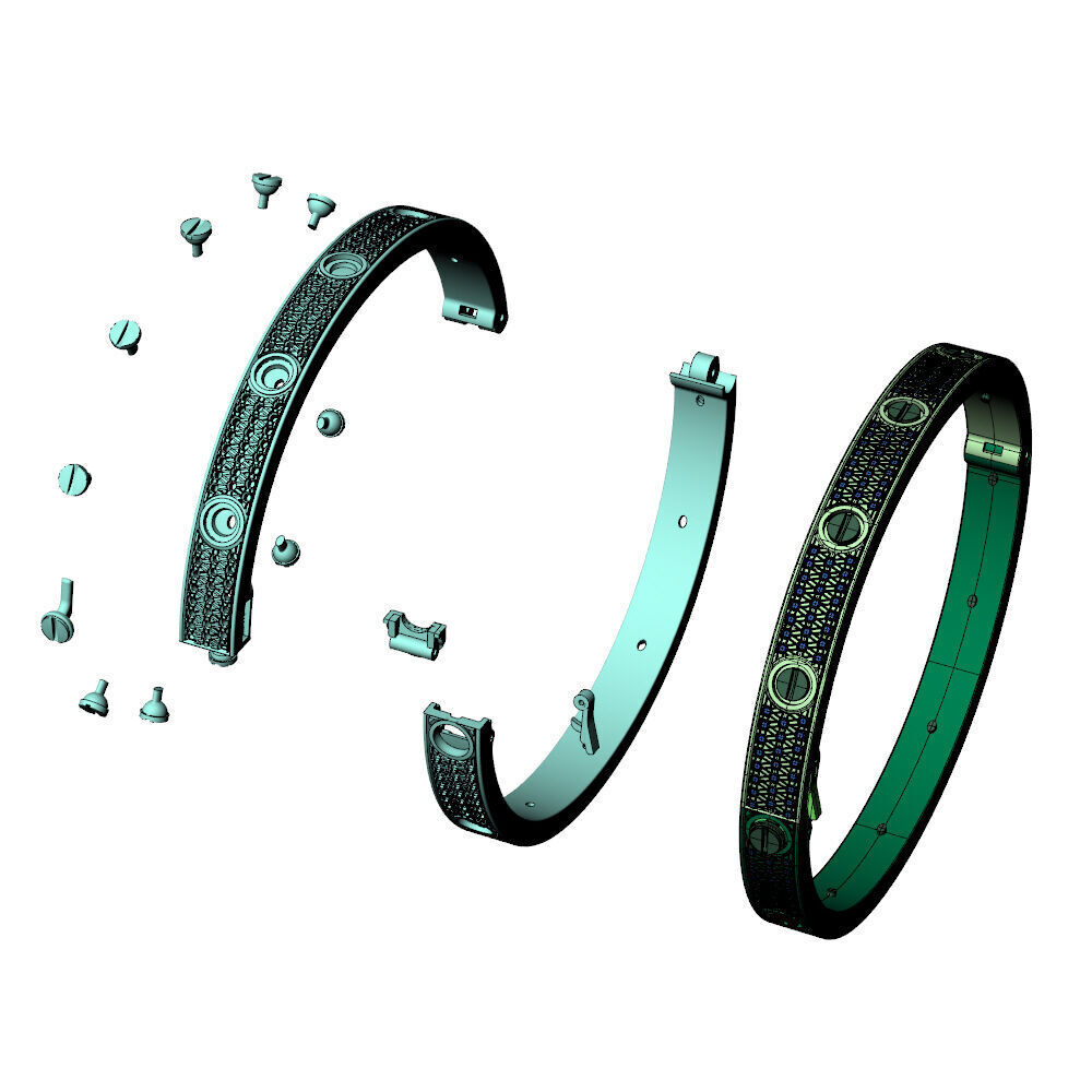 Love C Bracelet Pave 19cm 3D print model_8