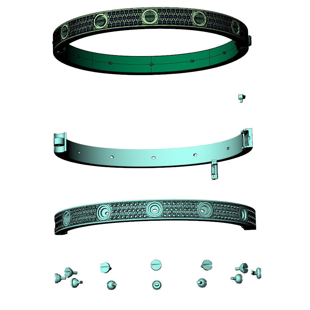 Love C Bracelet Pave 19cm 3D print model_13