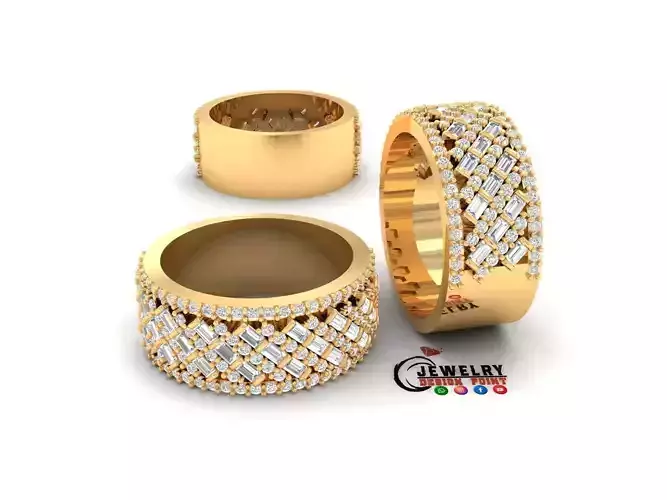 Custom Bling Baguette Setting Diamond Ring - Baguette Ring 