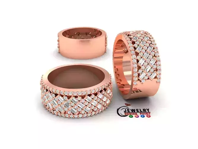 Custom Bling Baguette Setting Diamond Ring - Baguette Ring 