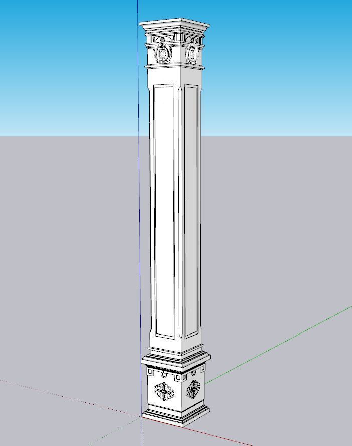 indian jodhpuri stone piller column Low-poly 3D model_1