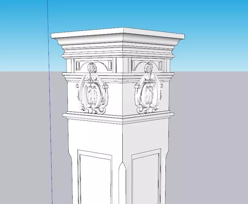 indian jodhpuri stone piller column Low-poly 3D model_0