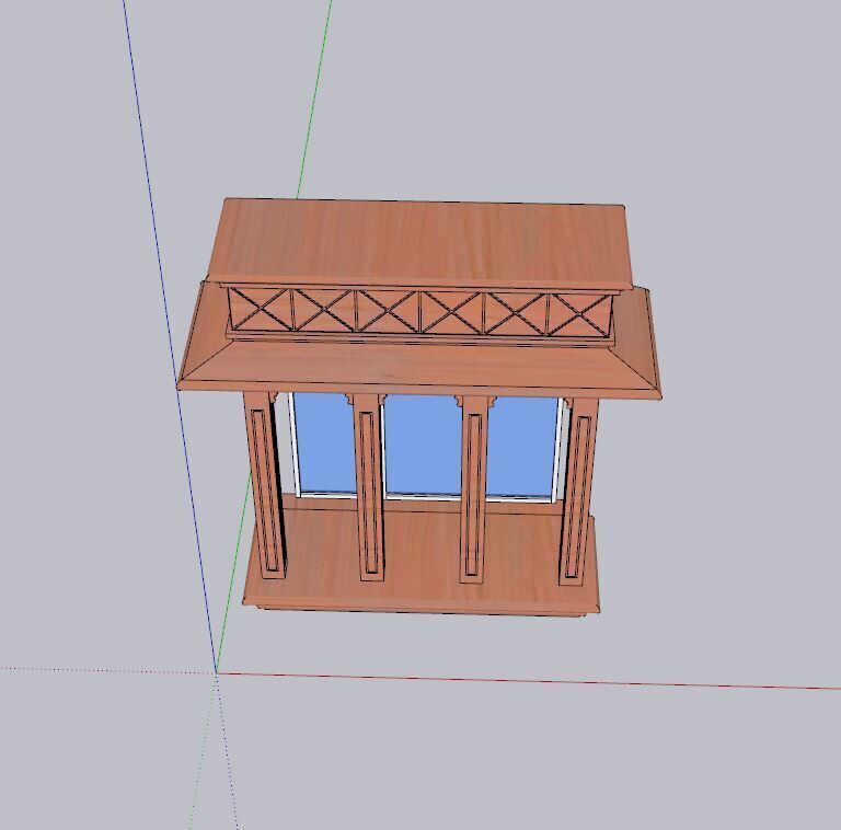 indian jodhpuri stone jharokha Low-poly 3D model_2