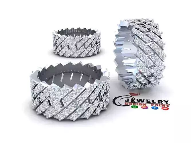 Custom Cuban Diamond  Ring -  Diamond Ring - Cuban link Ring