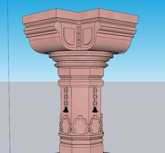 indian jodhpuri stone piller column Low-poly 3D model_3