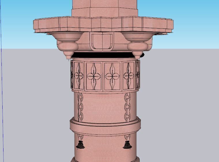 indian jodhpuri stone piller column Low-poly 3D model_2