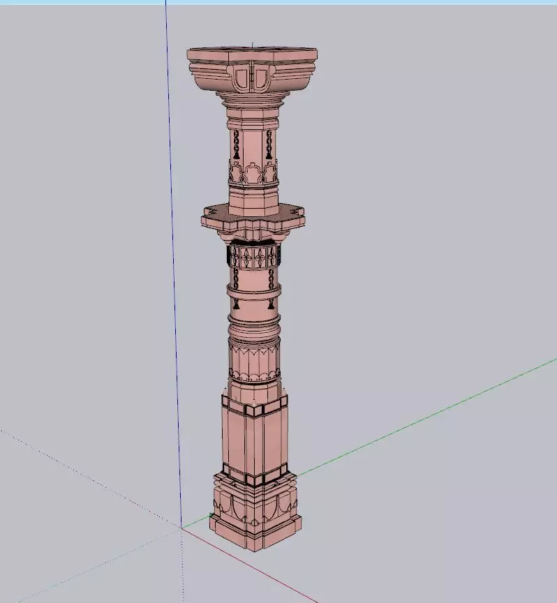 indian jodhpuri stone piller column Low-poly 3D model_0