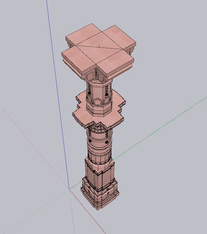 indian jodhpuri stone piller column Low-poly 3D model_4