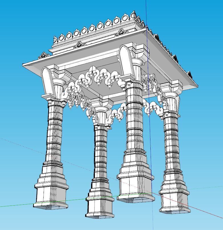 indian jodhpuri stone chatri  Low-poly 3D model_4