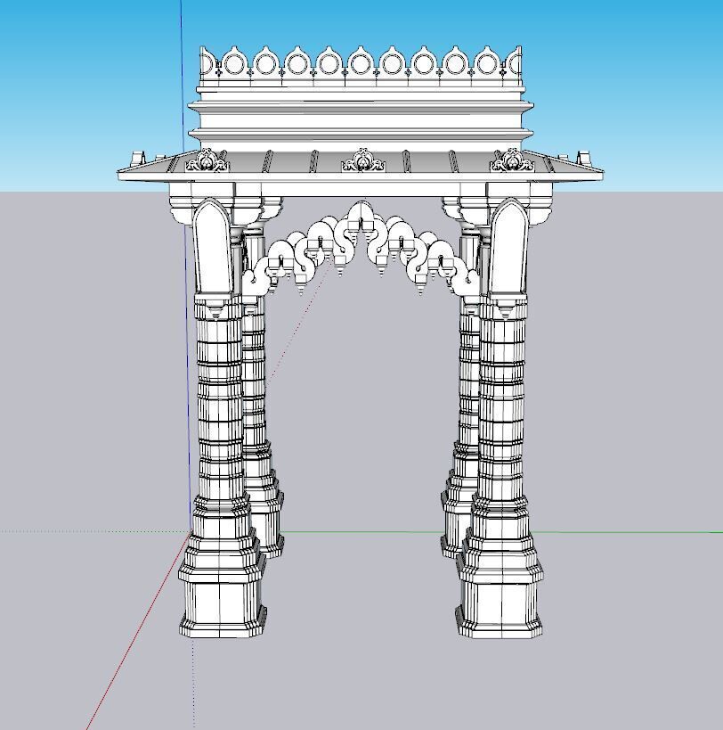 indian jodhpuri stone chatri  Low-poly 3D model_1
