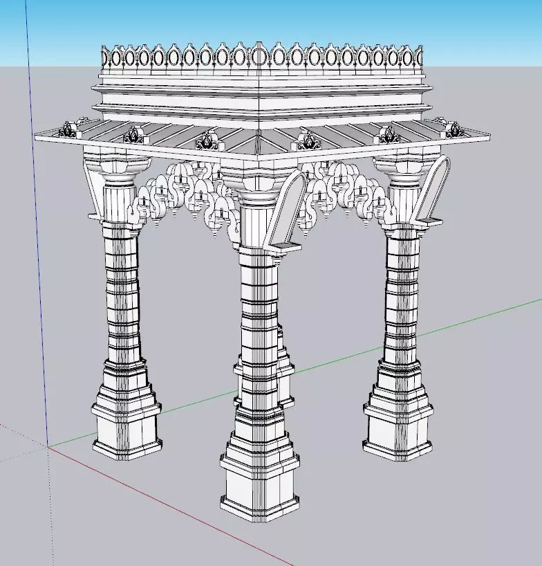 indian jodhpuri stone chatri  Low-poly 3D model_0