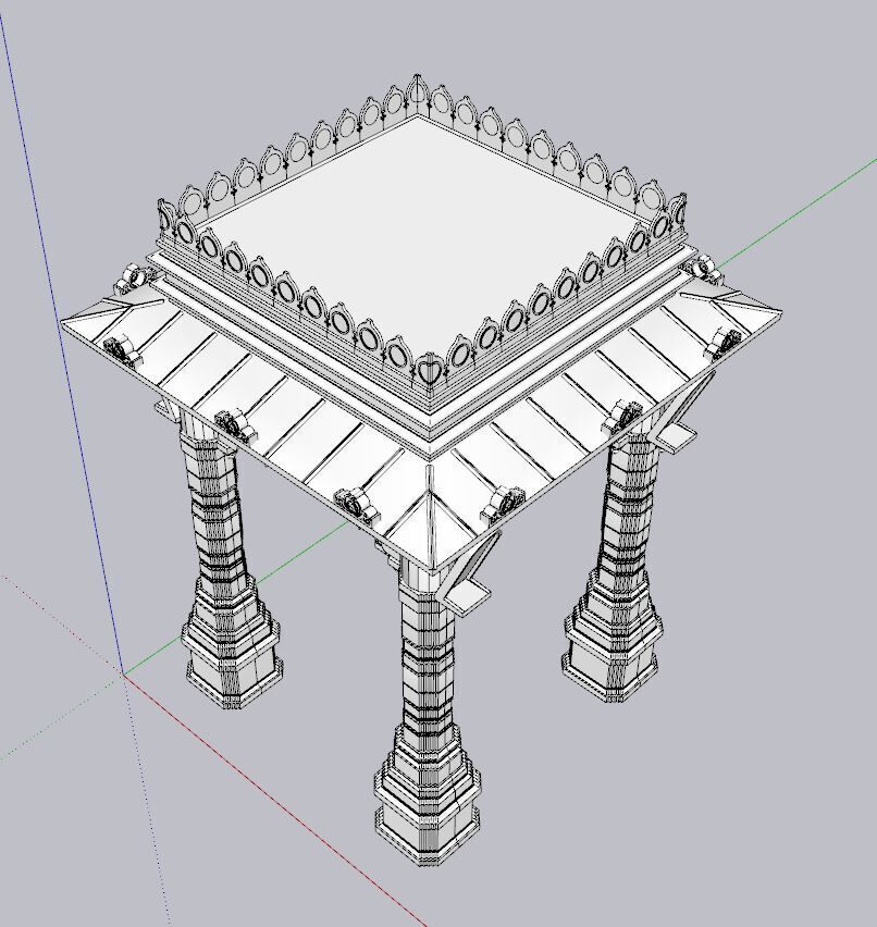 indian jodhpuri stone chatri  Low-poly 3D model_2