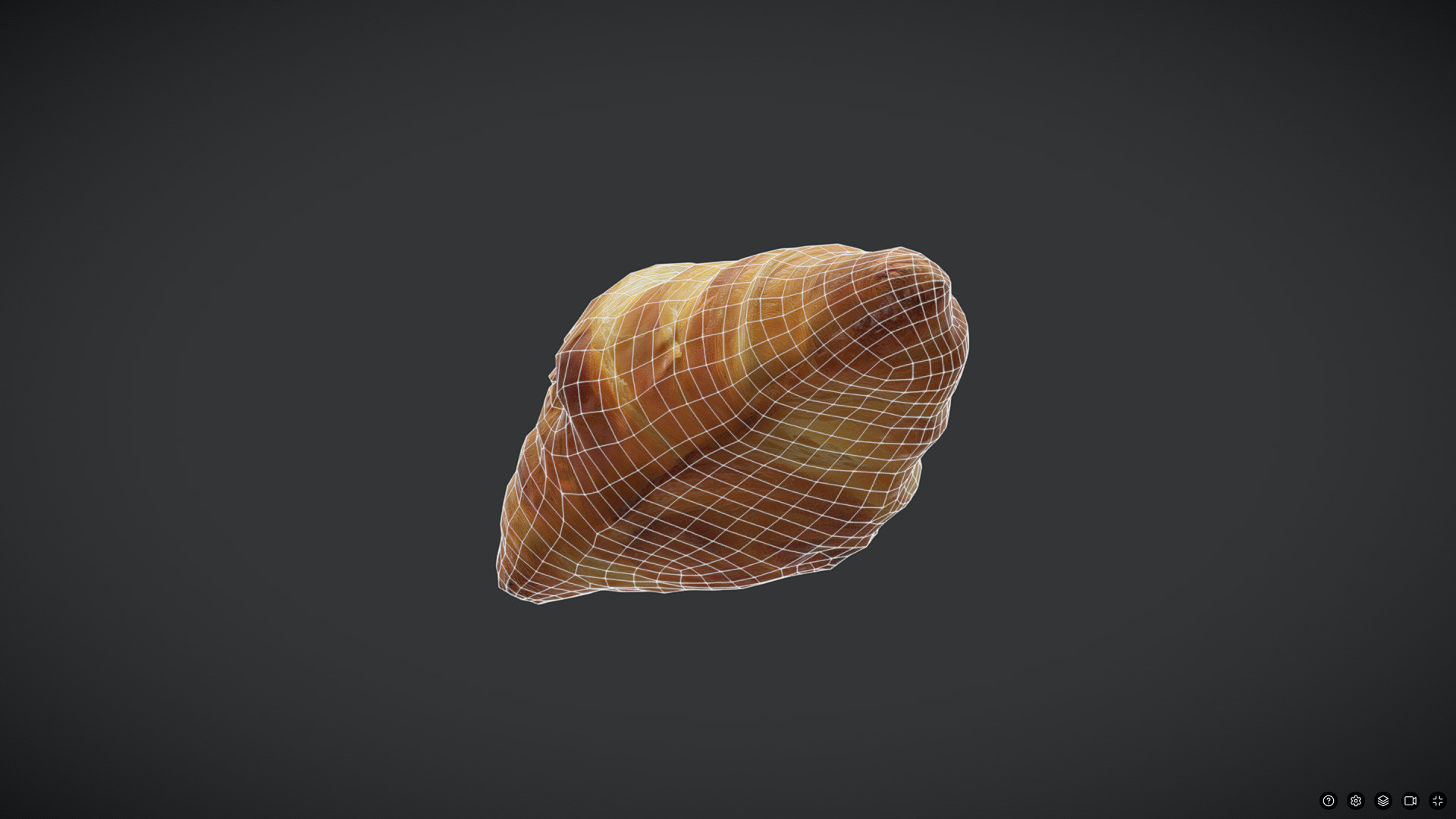 Croissant 2 Low-poly 3D model_4