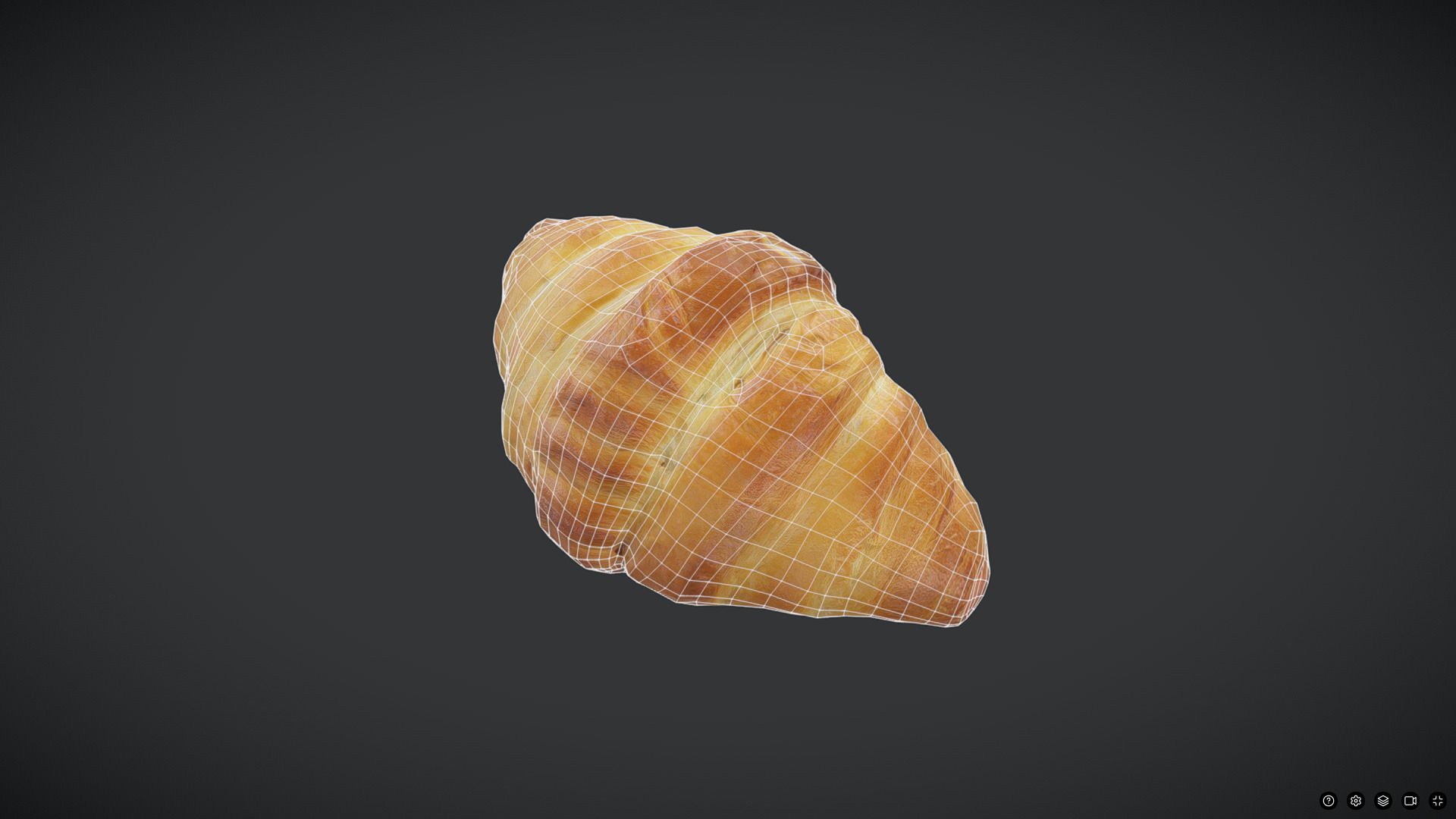 Croissant 2 Low-poly 3D model_6