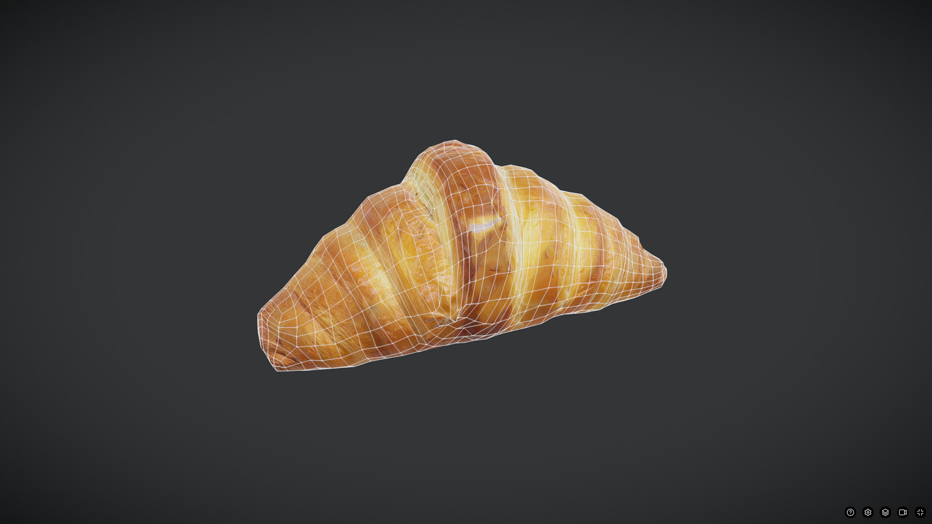 Croissant 2 Low-poly 3D model_2