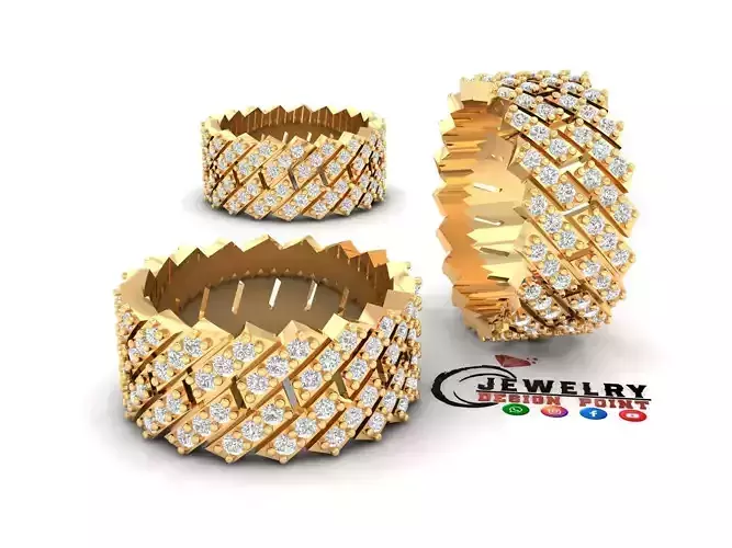 Custom Cuban Diamond  Ring -  Diamond Ring - Cuban link Ring