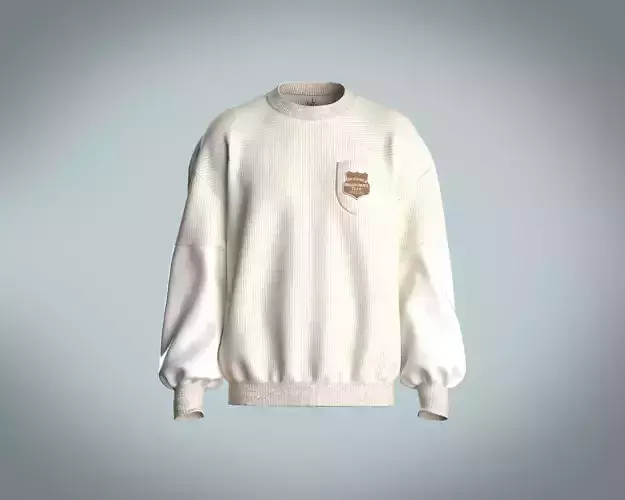 Mens white sweater with balloon sleeves 3D model