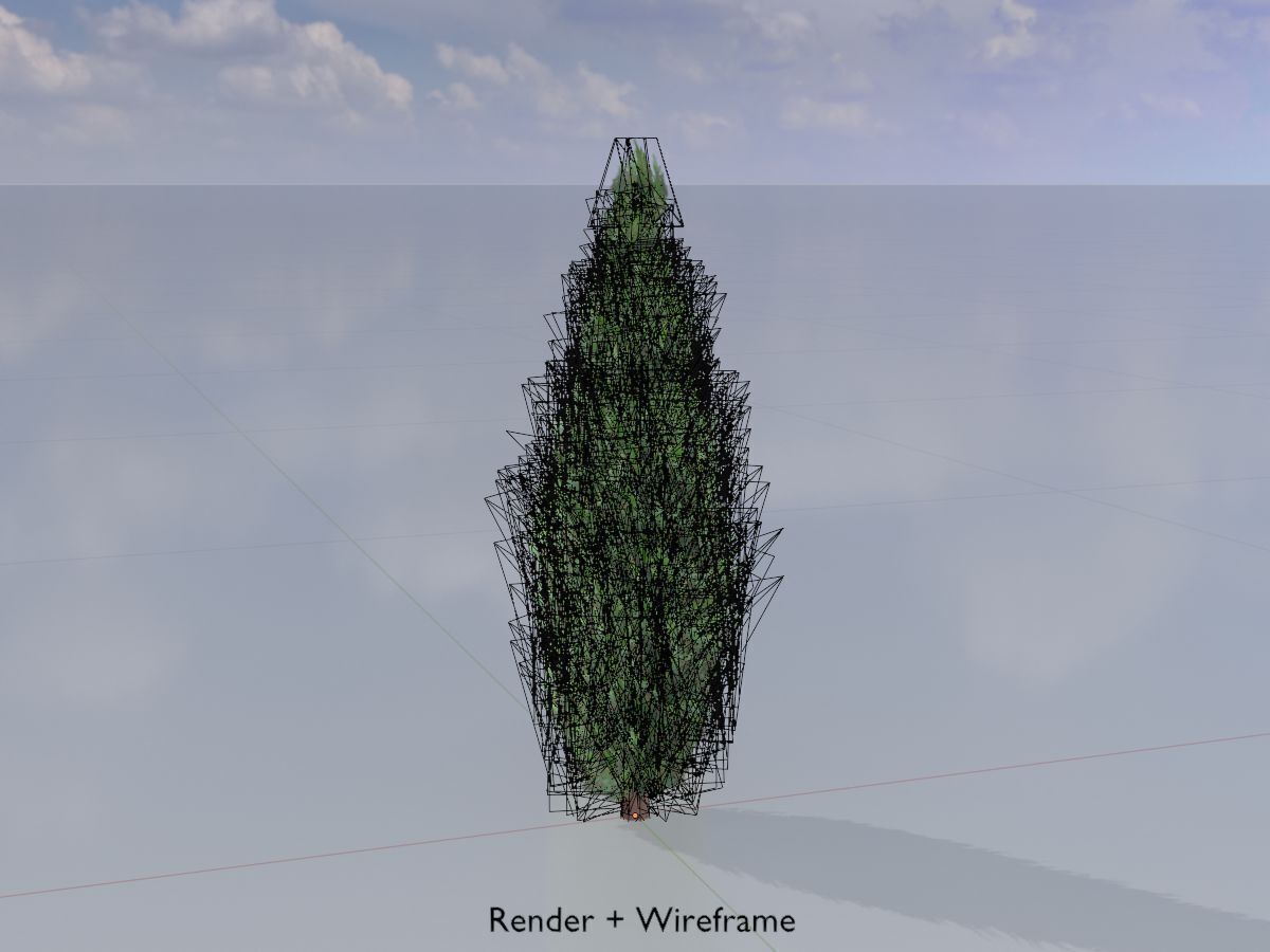 Mock cypress version-1 500mm Low-poly 3D model_5