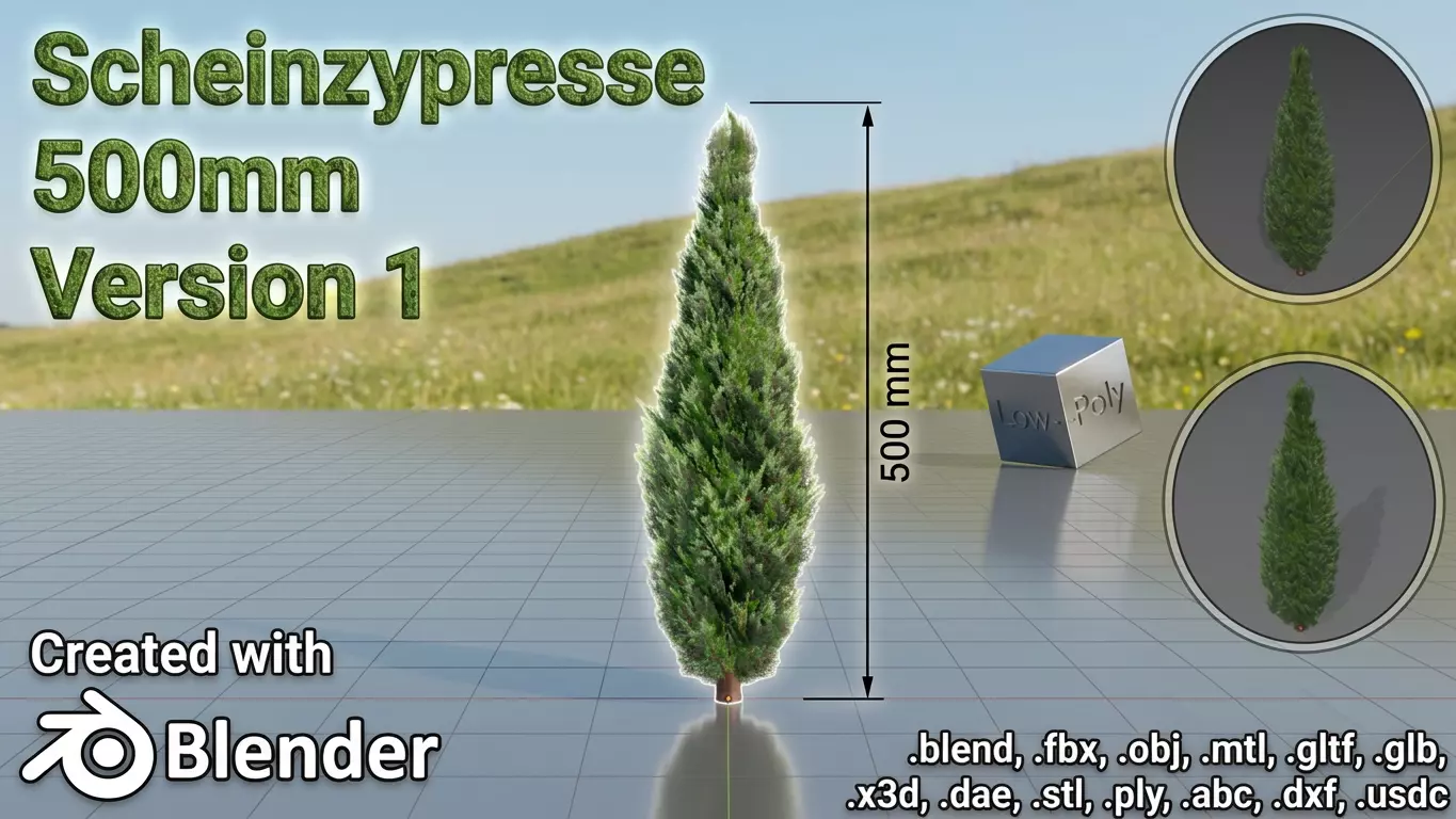 Mock cypress version-1 500mm Low-poly 3D model