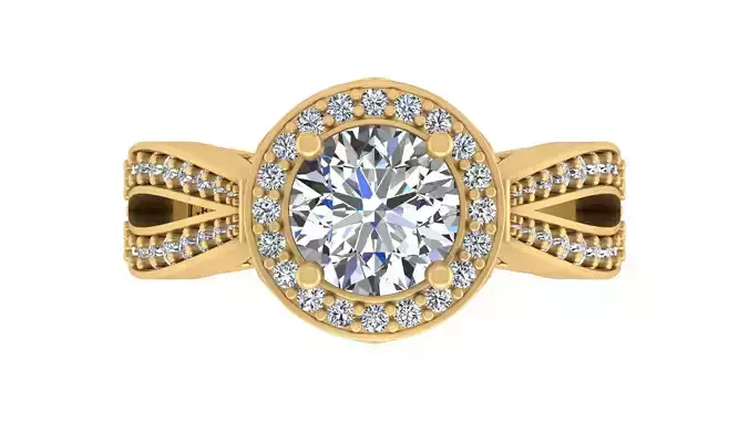 Royal Halo Split Shank Engagement Ring 