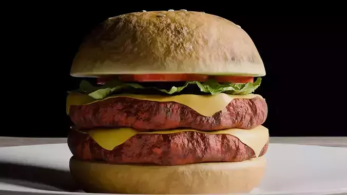 Realistic High-Detail 3D Double Burger Model