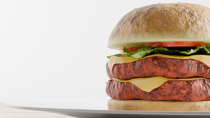 Realistic High-Detail 3D Double Burger Model 3D model 5