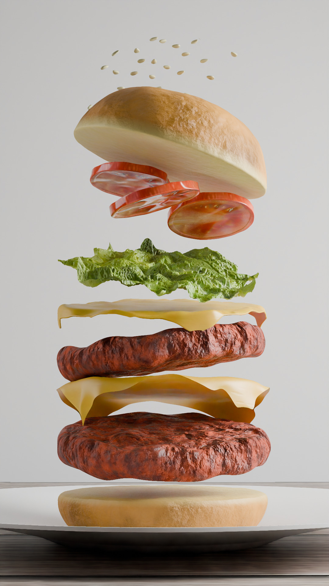 Realistic High-Detail 3D Double Burger Model 3D model_2