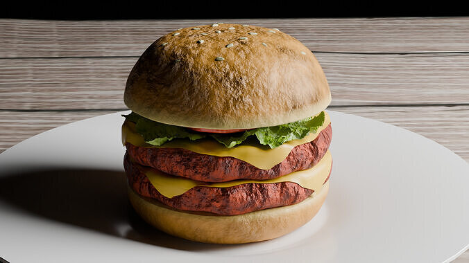 Realistic High-Detail 3D Double Burger Model 3D model 6