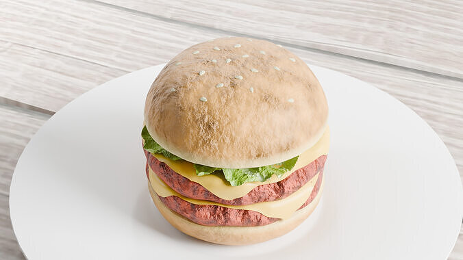 Realistic High-Detail 3D Double Burger Model 3D model 2