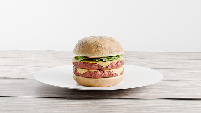 Realistic High-Detail 3D Double Burger Model 3D model 4