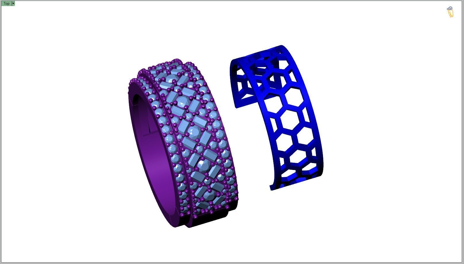 Custom Diamond Ring - Baguette And Round Criss Cross Ring 3D print model_11
